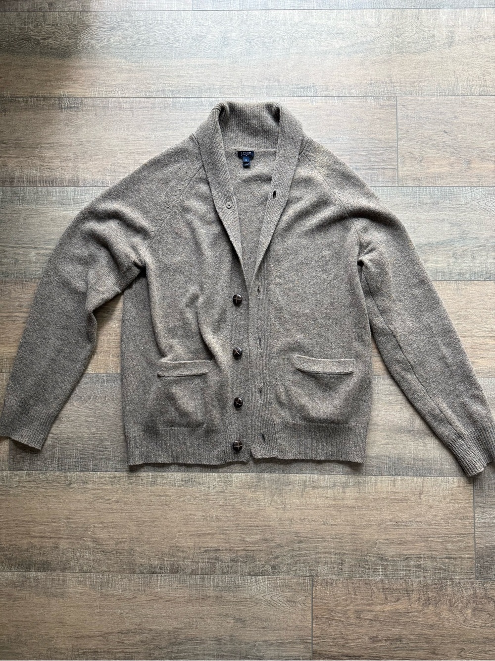 J.Crew Gray Speckled Lambswool Shawl Collar Cardigan | M